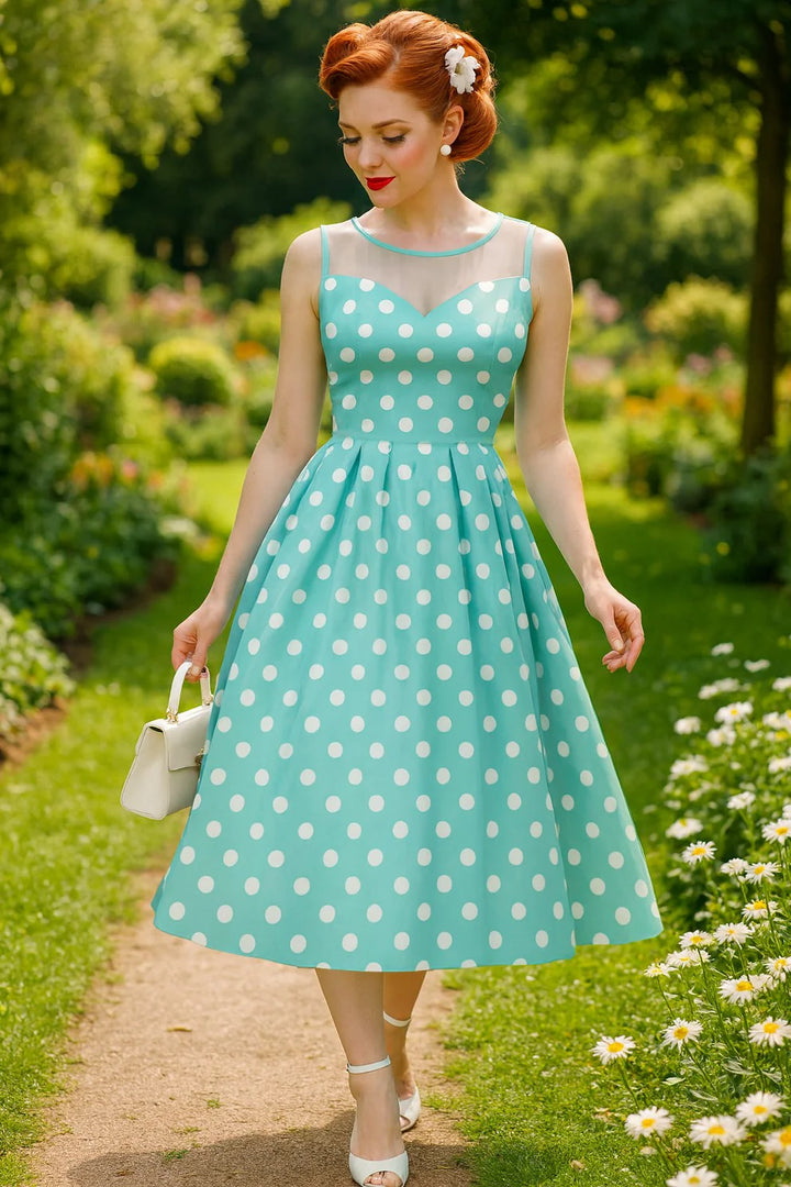 Blair Mint Green Polka Mesh Dress