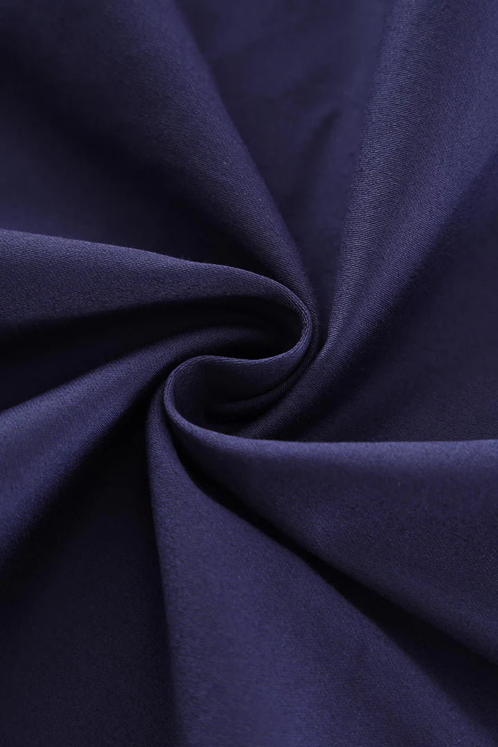 May Navy Blue V-Neck Swing Dress