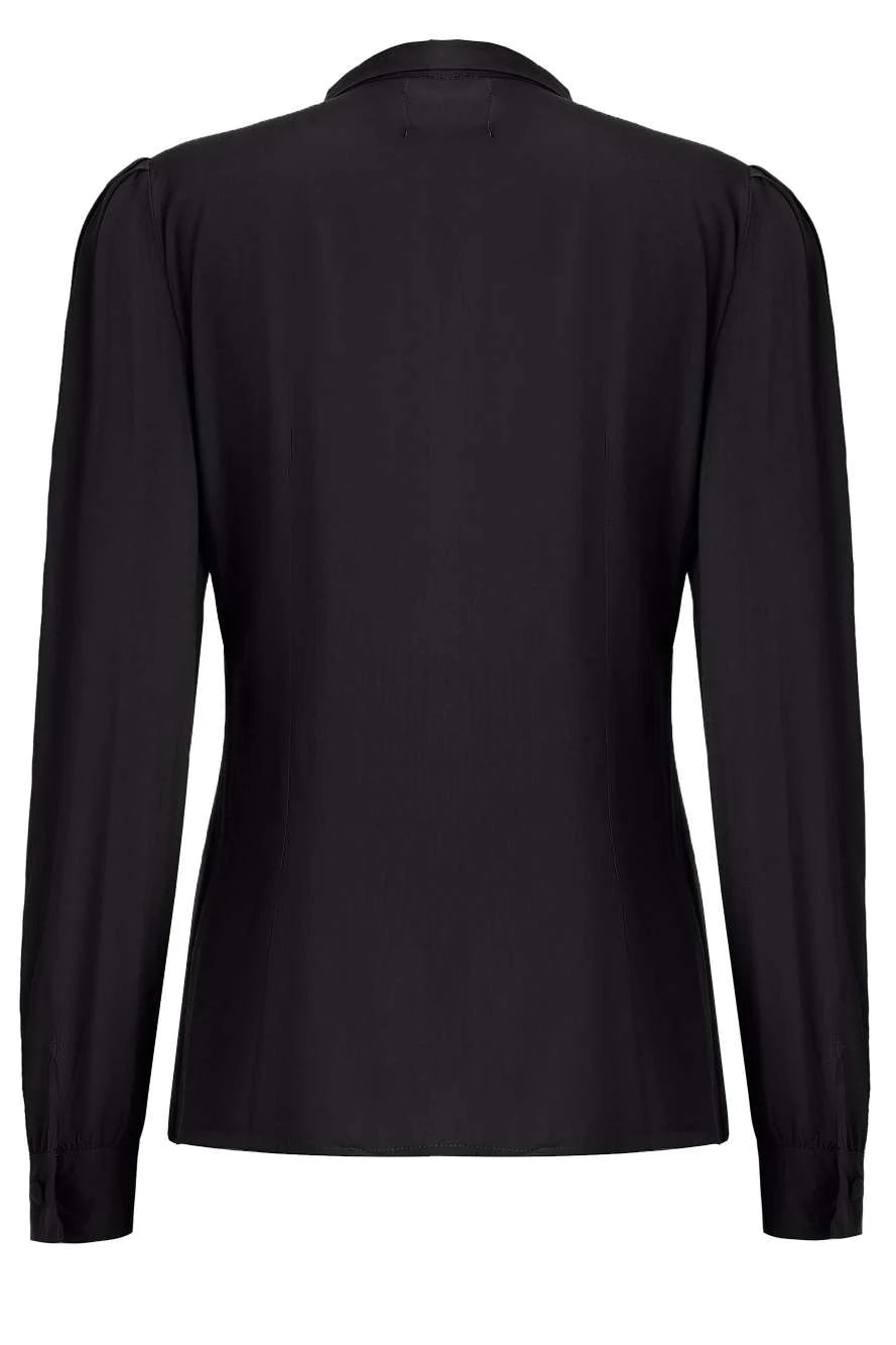 Margaret Midnight Black Bow-Tie Blouse