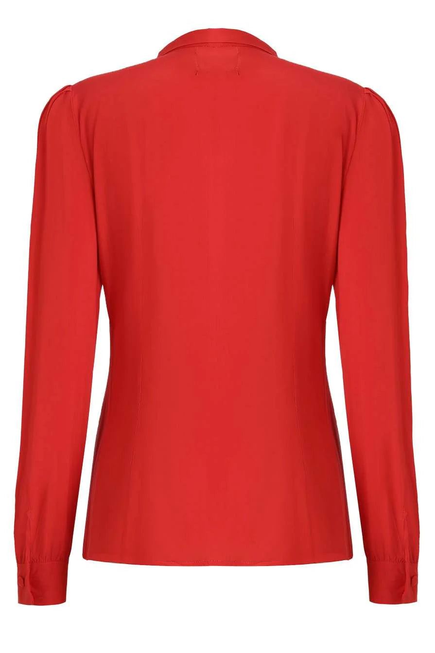 PREORDER - Margaret Scarlet Charm Bow-Tie Blouse - Estimated dispatch 3rd of June