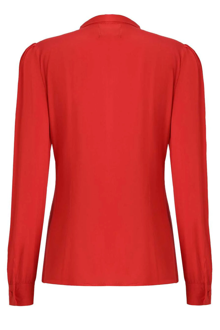PREORDER - Margaret Scarlet Charm Bow-Tie Blouse - Estimated dispatch 3rd of June