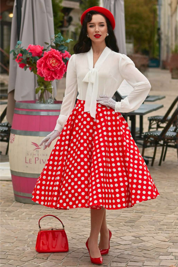 PREORDER - Maisie Red Polka Skirt - Estimated dispatch 24th of June