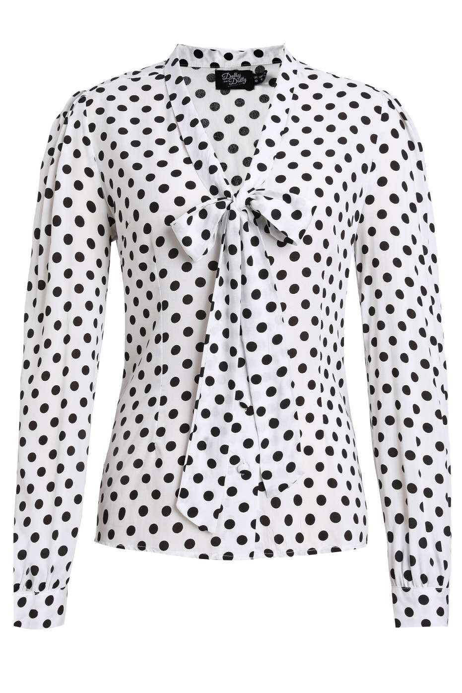 Margaret White Polka Bow-Tie Blouse