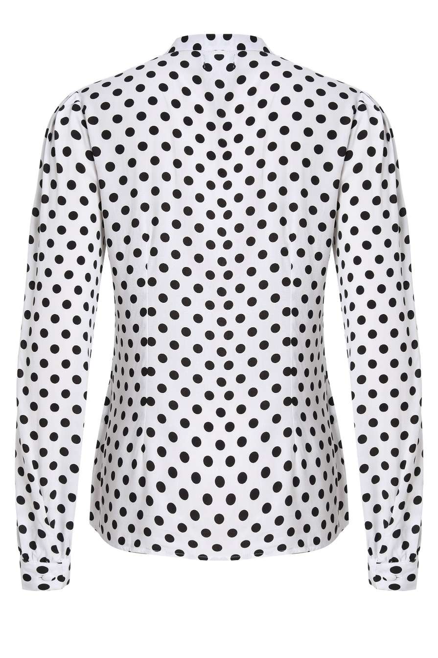 Margaret White Polka Bow-Tie Blouse