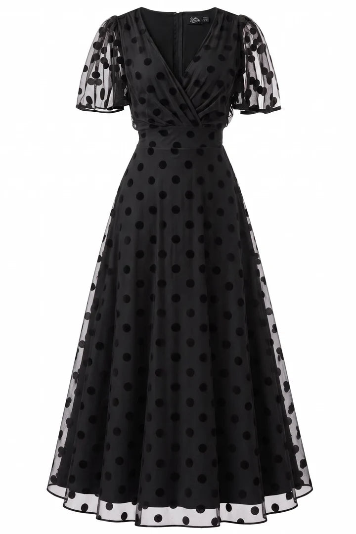 PREORDER - Marianne Black Polka Dot Mesh Dress - Expected dispatch 3rd of November