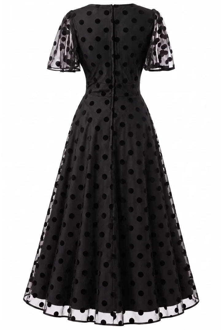 PREORDER - Marianne Black Polka Dot Mesh Dress - Expected dispatch 3rd of November