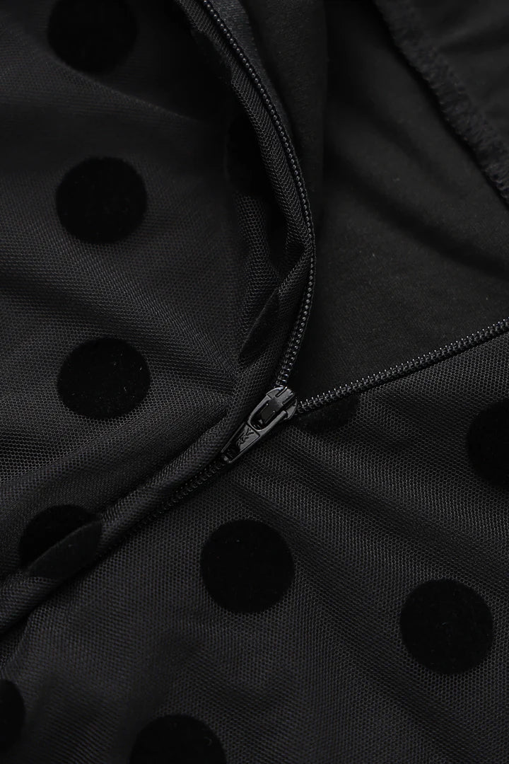 PREORDER - Marianne Black Polka Dot Mesh Dress - Expected dispatch 3rd of November