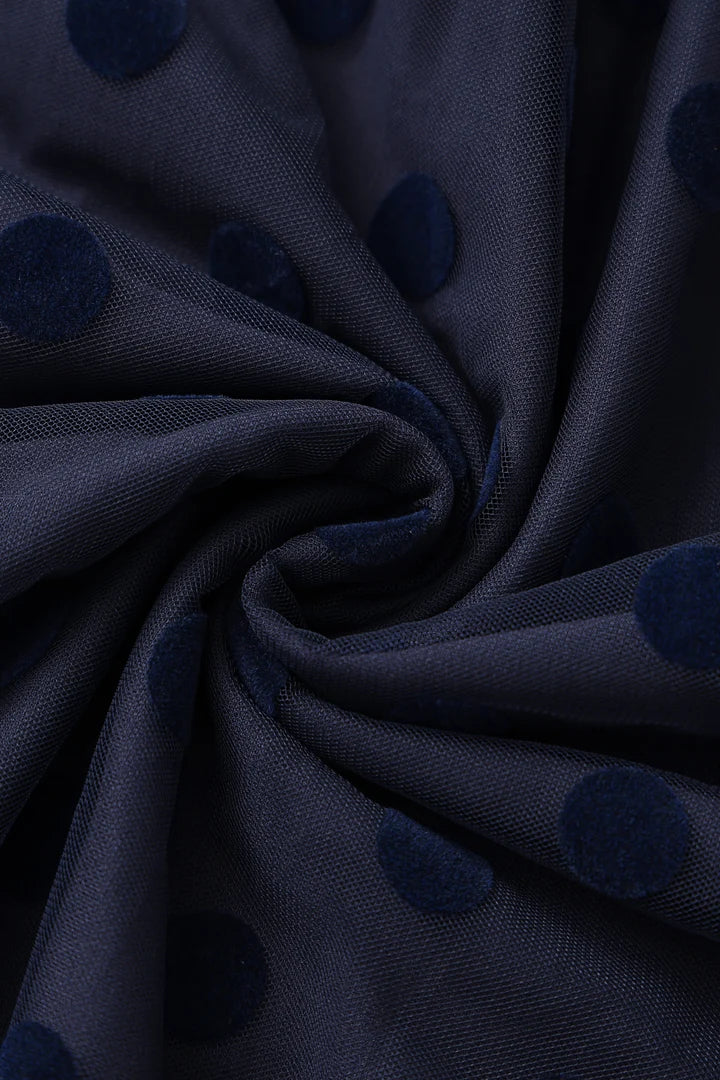 PREORDER - Marianne Navy Polka Dot Mesh Dress - Expected dispatch 3rd of November