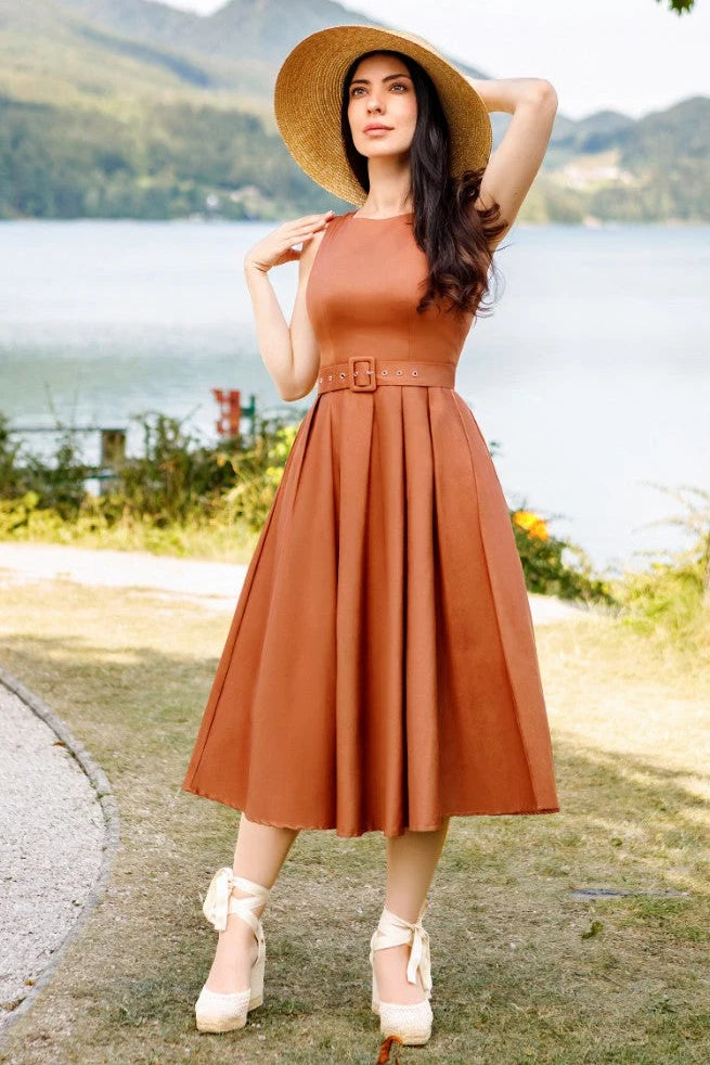 PREORDER - Helen Brown Midi Dress - Expected dispatch 10th of September