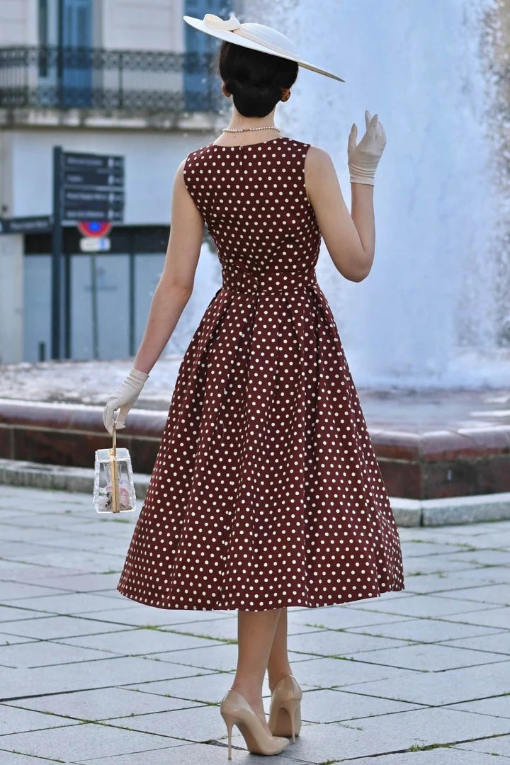 PREORDER - Helen Brown Polka Midi Dress - Expected dispatch 10th of September