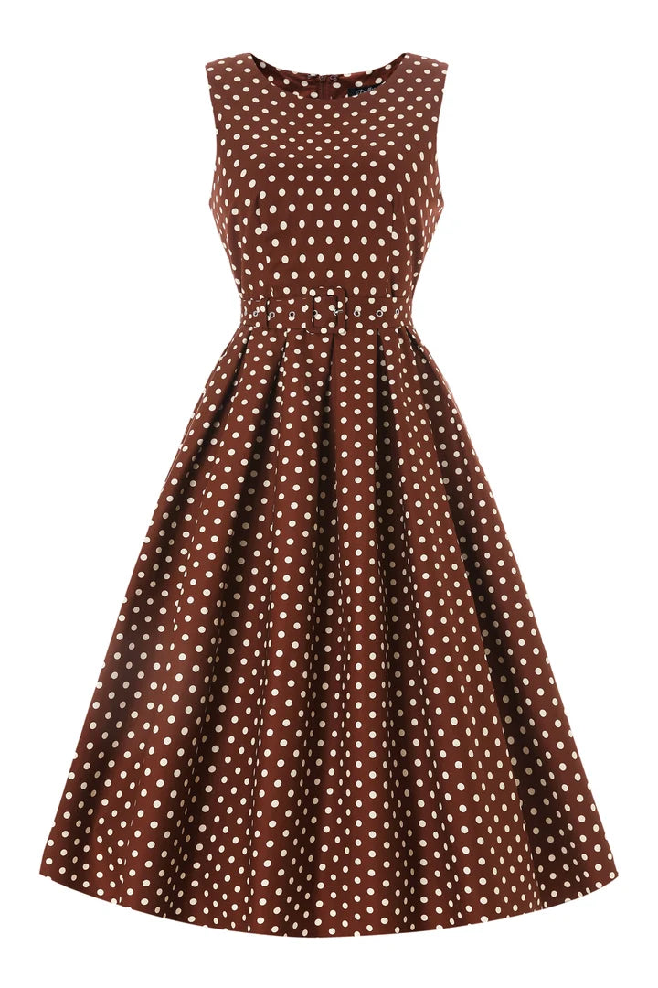 PREORDER - Helen Brown Polka Midi Dress - Expected dispatch 10th of September