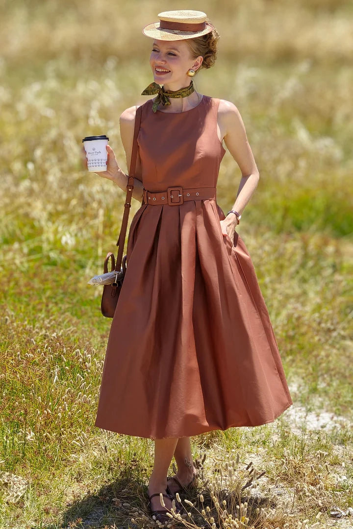 PREORDER - Helen Brown Midi Dress - Expected dispatch 10th of September