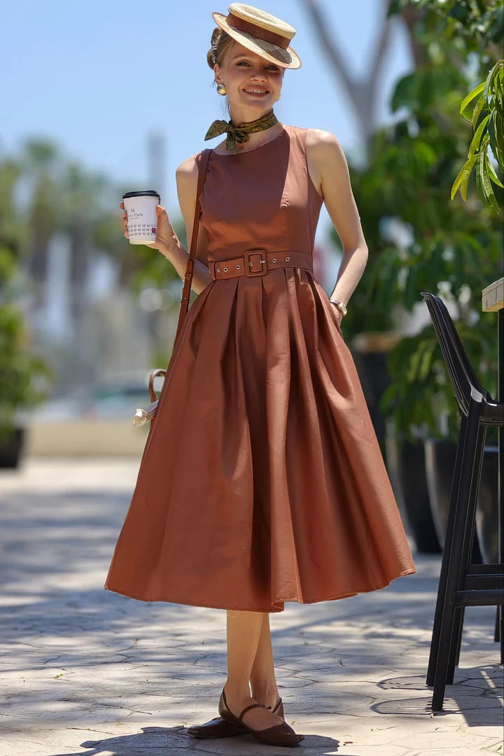 PREORDER - Helen Brown Midi Dress - Expected dispatch 10th of September