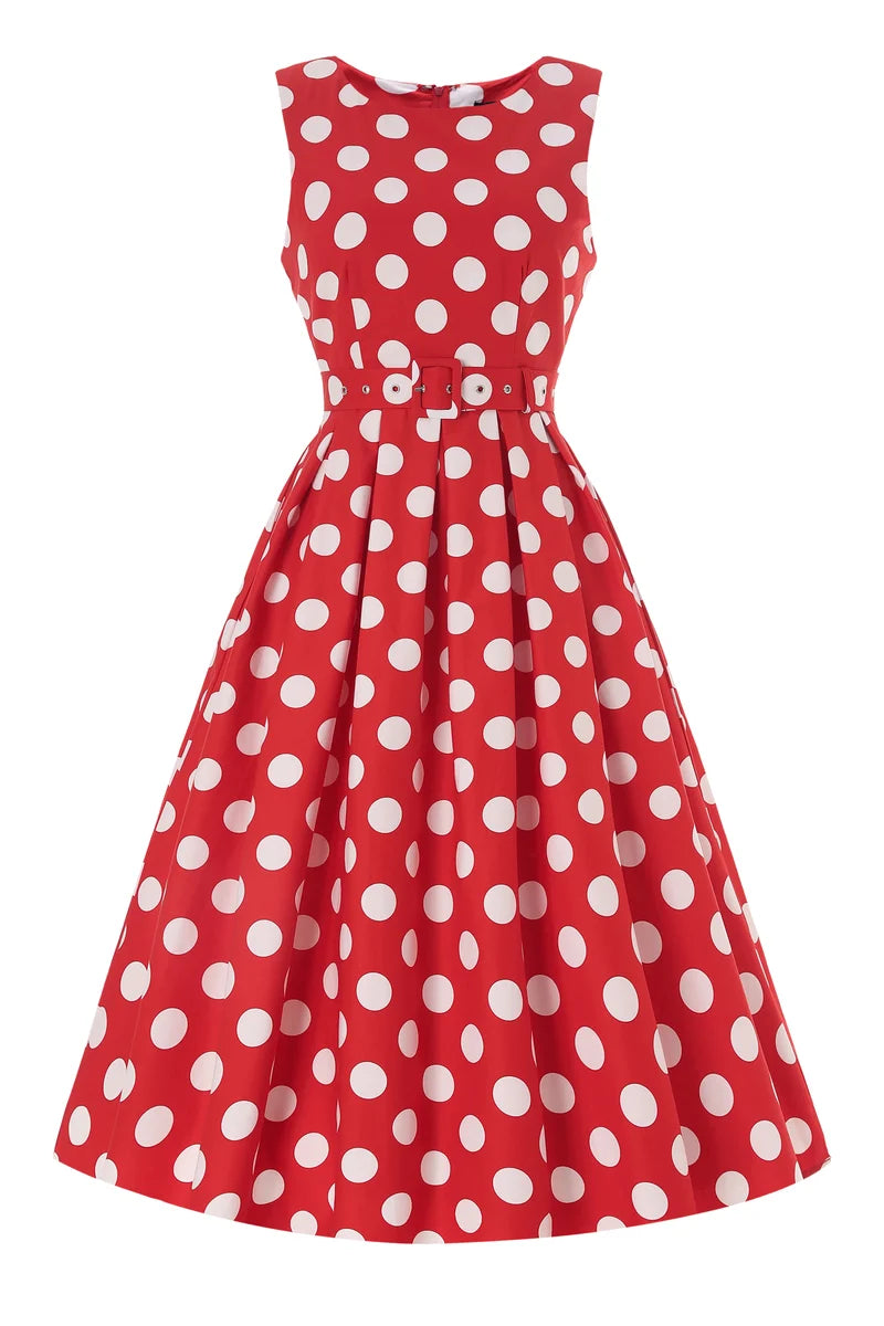 PREORDER - Helen Red Polka Dot Dress - Expected dispatch 10th of September