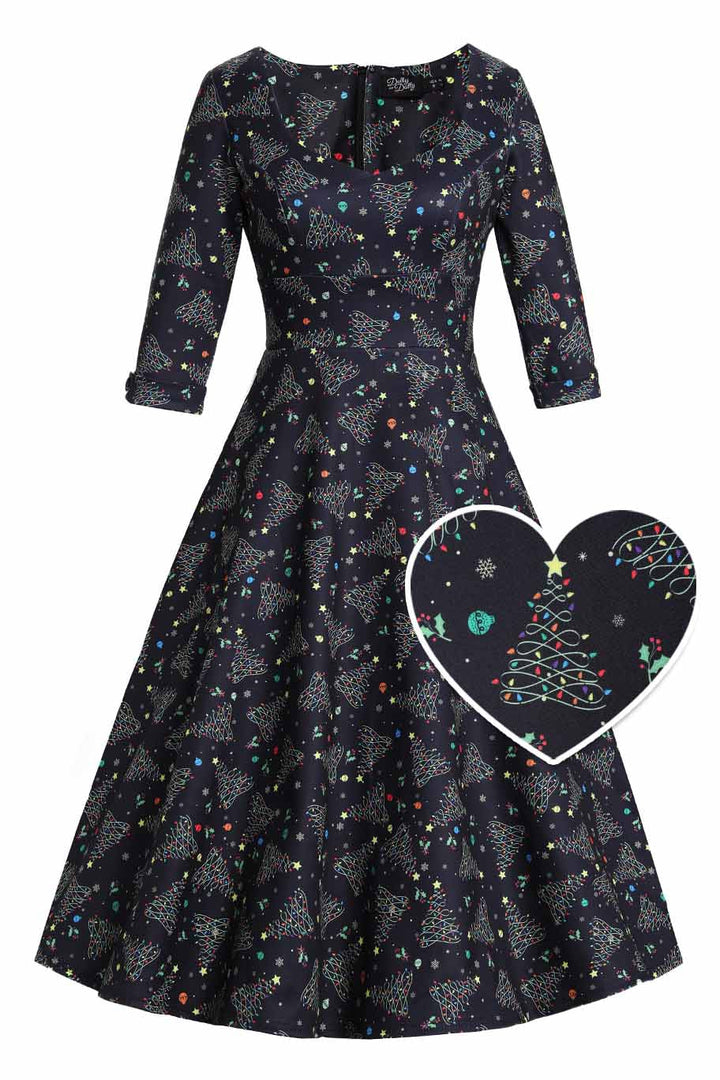 PREORDER - Scarlette Christmas Lights Swing Dress - Estimated dispatch 5th of November