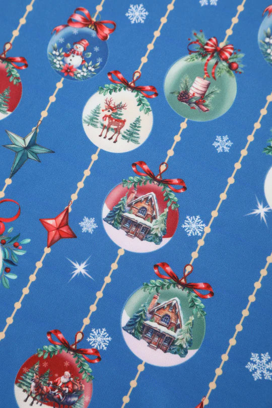 PREORDER - Scarlette Blue Christmas Bauble Swing Dress - Estimated dispatch 5th of November