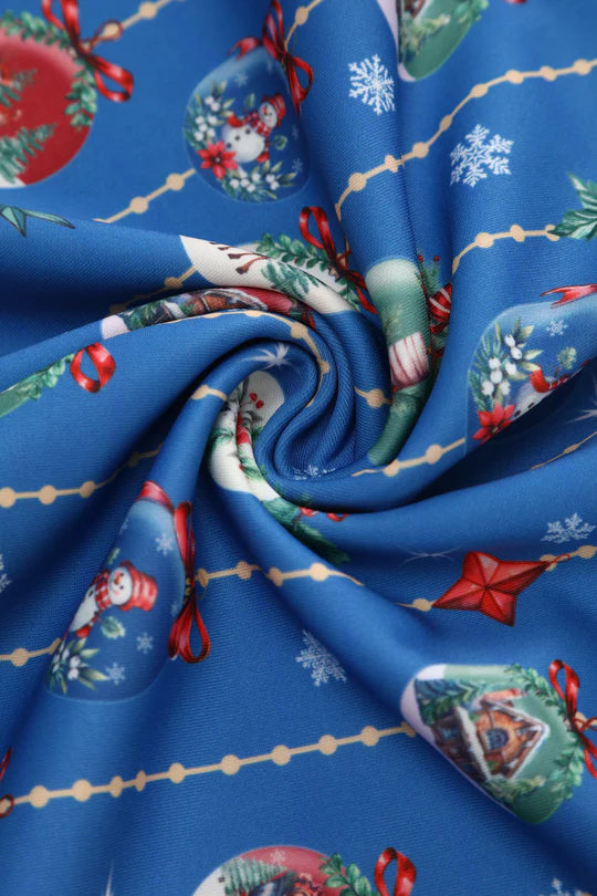 PREORDER - Scarlette Blue Christmas Bauble Swing Dress - Estimated dispatch 5th of November