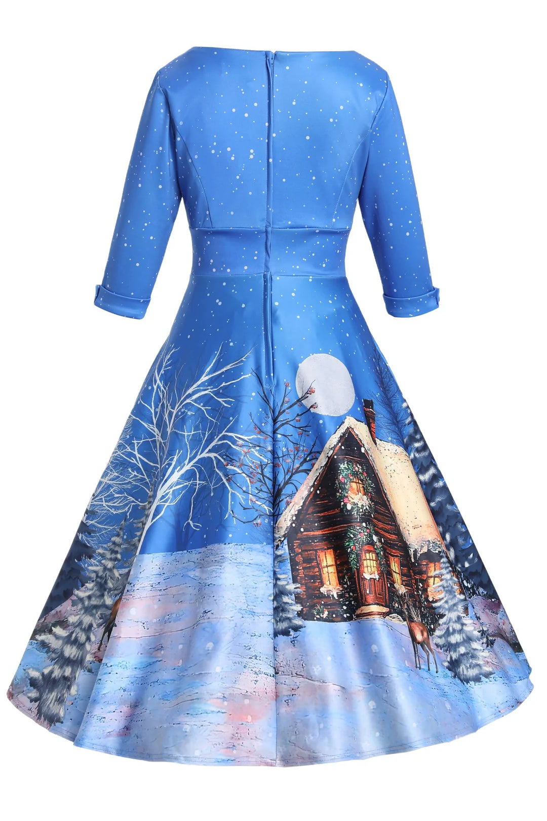 PREORDER - Scarlette Blue Reindeer Swing Dress - Estimated dispatch 5th of November