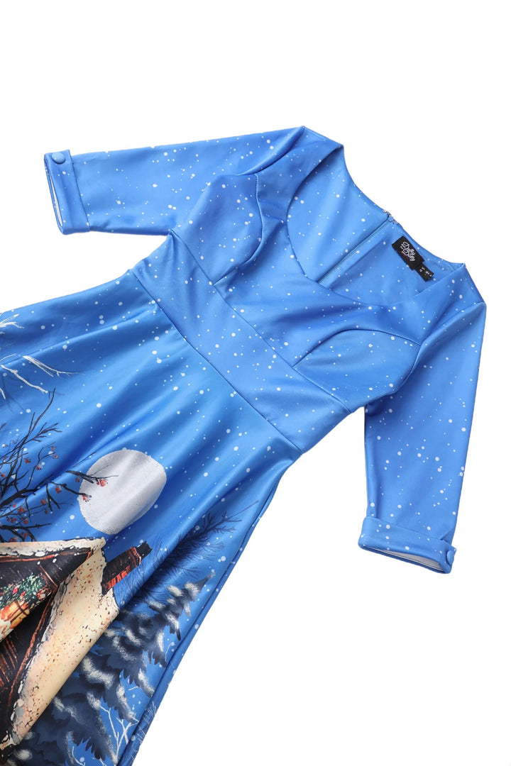 PREORDER - Scarlette Blue Reindeer Swing Dress - Estimated dispatch 5th of November