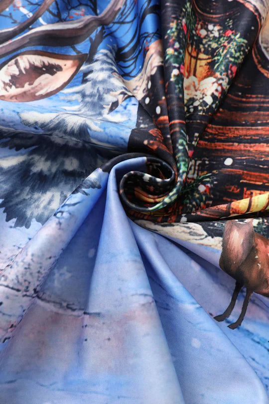 PREORDER - Scarlette Blue Reindeer Swing Dress - Estimated dispatch 5th of November