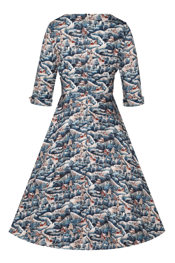 PREORDER - Scarlette Blue Winter Swing Dress - Estimated dispatch 5th of November