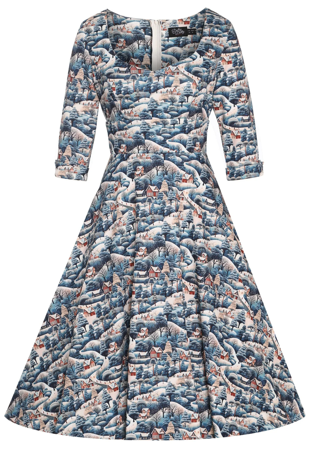 PREORDER - Scarlette Blue Winter Swing Dress - Estimated dispatch 5th of November
