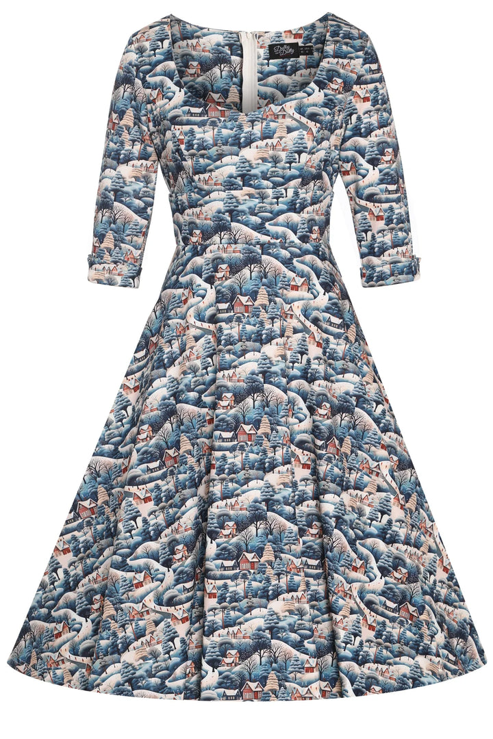 PREORDER - Scarlette Blue Winter Swing Dress - Estimated dispatch 5th of November