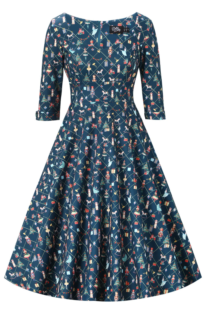 PREORDER - Scarlette Blue Nutcracker Swing Dress - Estimated dispatch 5th of November