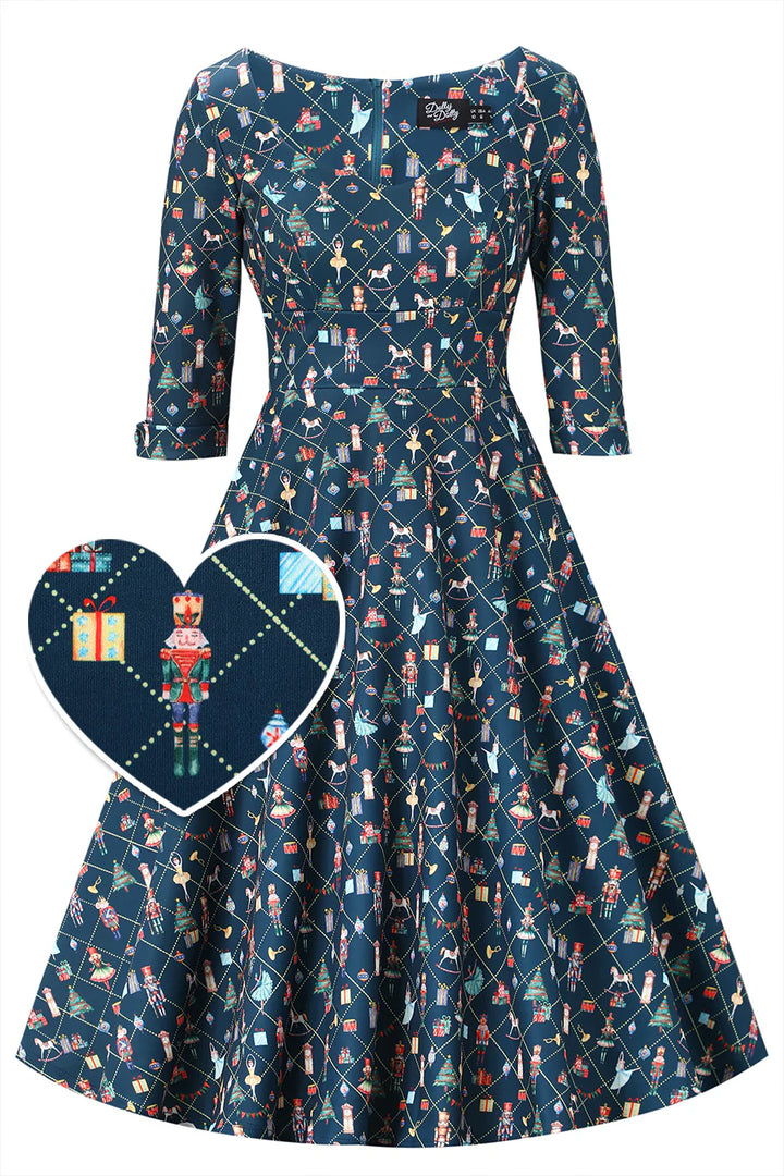 PREORDER - Scarlette Blue Nutcracker Swing Dress - Estimated dispatch 5th of November