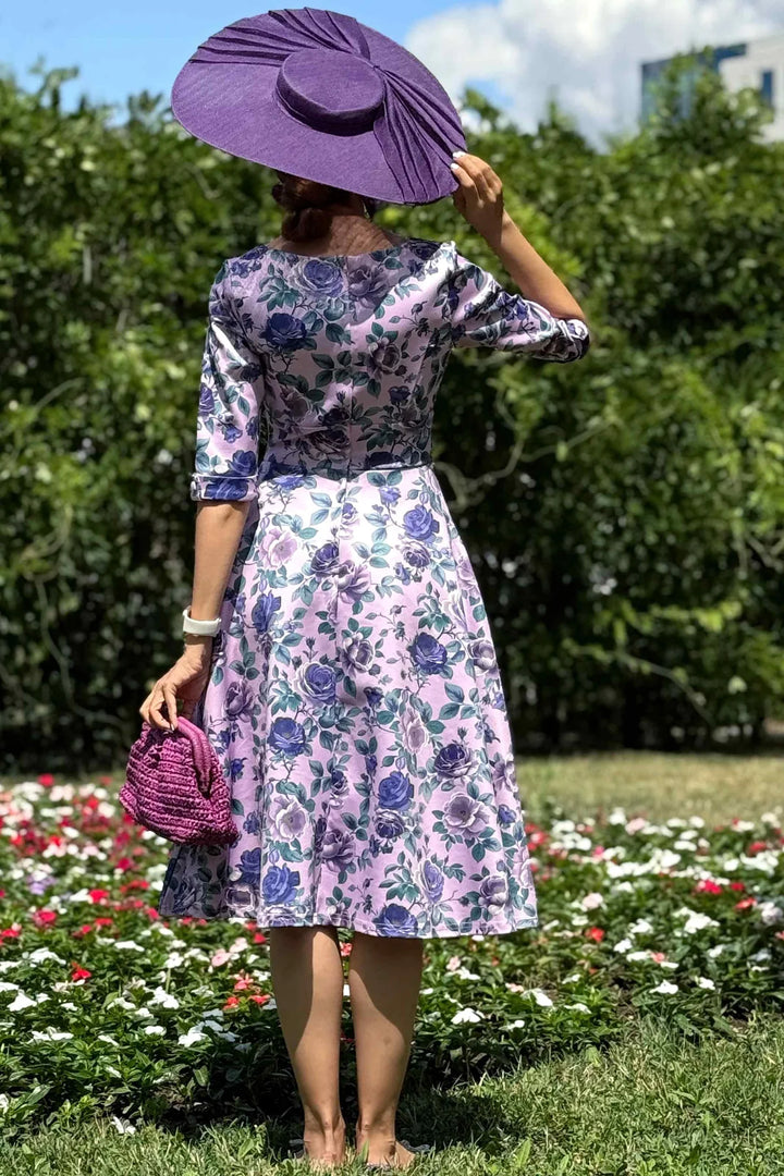 PREORDER - Scarlette Lilac Rose Midi Dress - Expected dispatch on the 6th of August