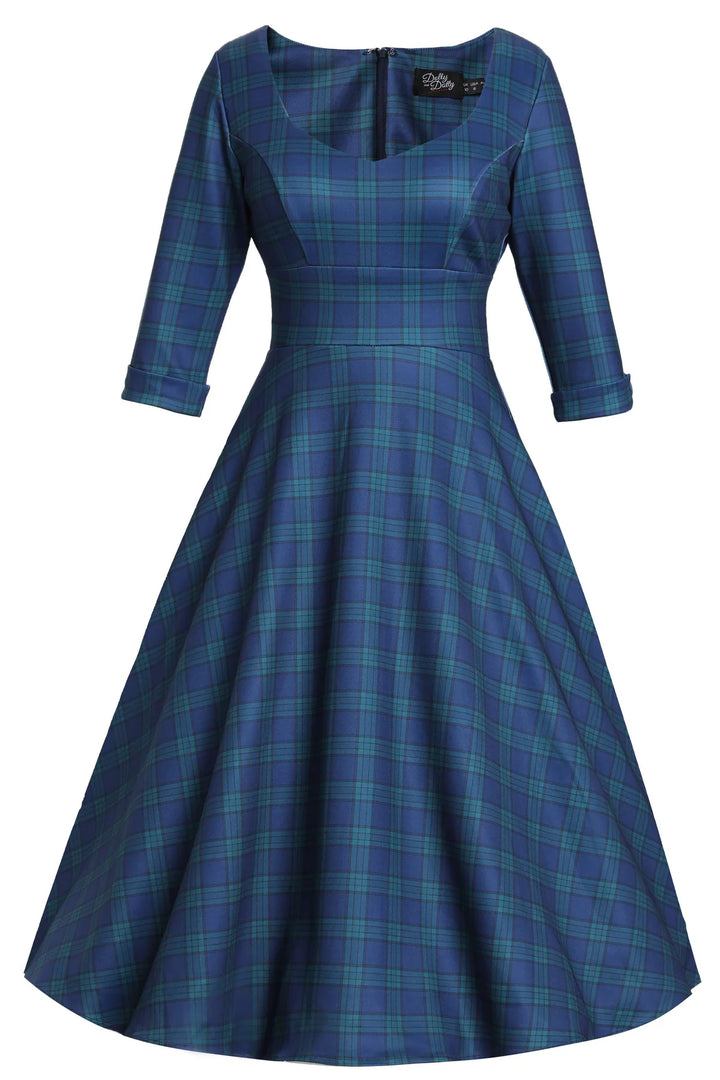 PREORDER - Scarlette Navy Check Swing Dress - Estimated dispatch 5th of November