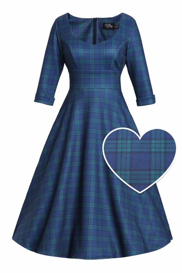 PREORDER - Scarlette Navy Check Swing Dress - Estimated dispatch 5th of November