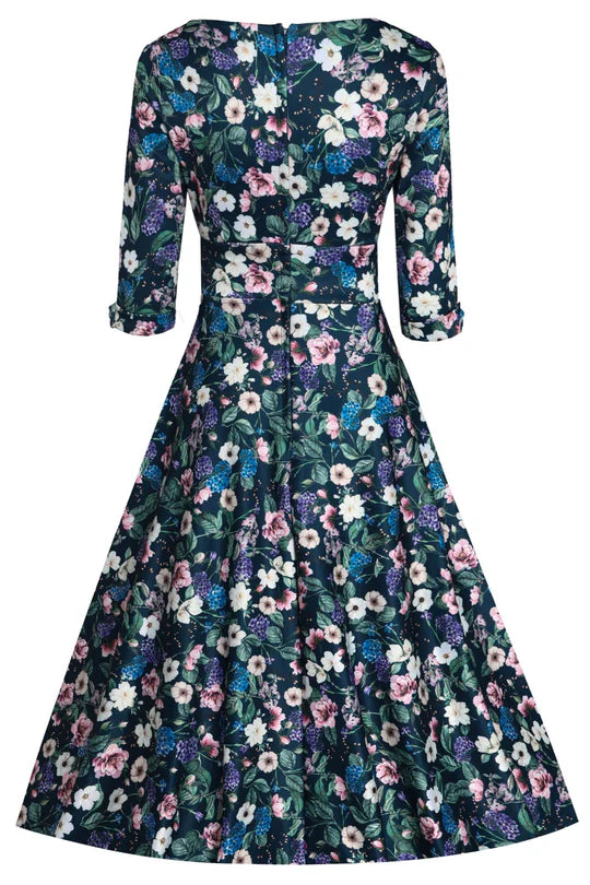 PREORDER - Scarlette Navy Blue Floral Swing Dress - Estimated dispatch 22nd of October