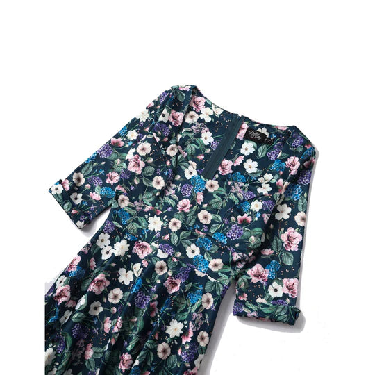 PREORDER - Scarlette Navy Blue Floral Swing Dress - Estimated dispatch 22nd of October