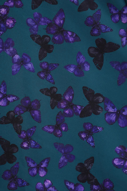 PREORDER - Scarlette Teal and Purple Butterfly Swing Dress - Estimated dispatch 22nd of October