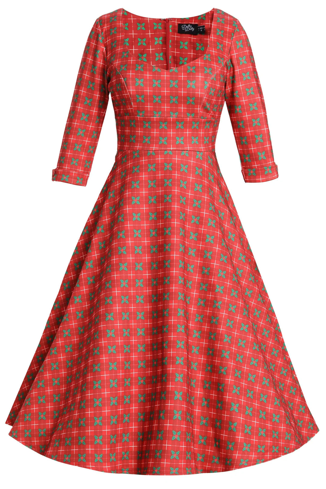 PREORDER - Scarlette Mistletoe Plaid Swing Dress - Estimated dispatch 5th of November