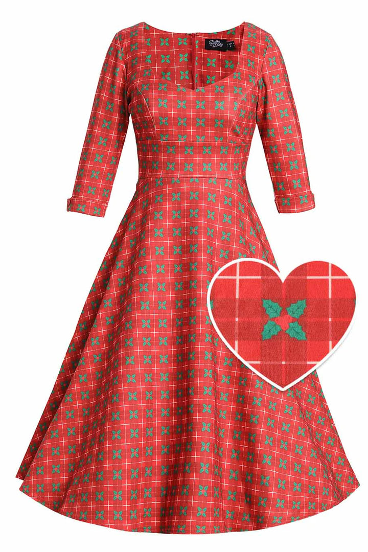 PREORDER - Scarlette Mistletoe Plaid Swing Dress - Estimated dispatch 5th of November