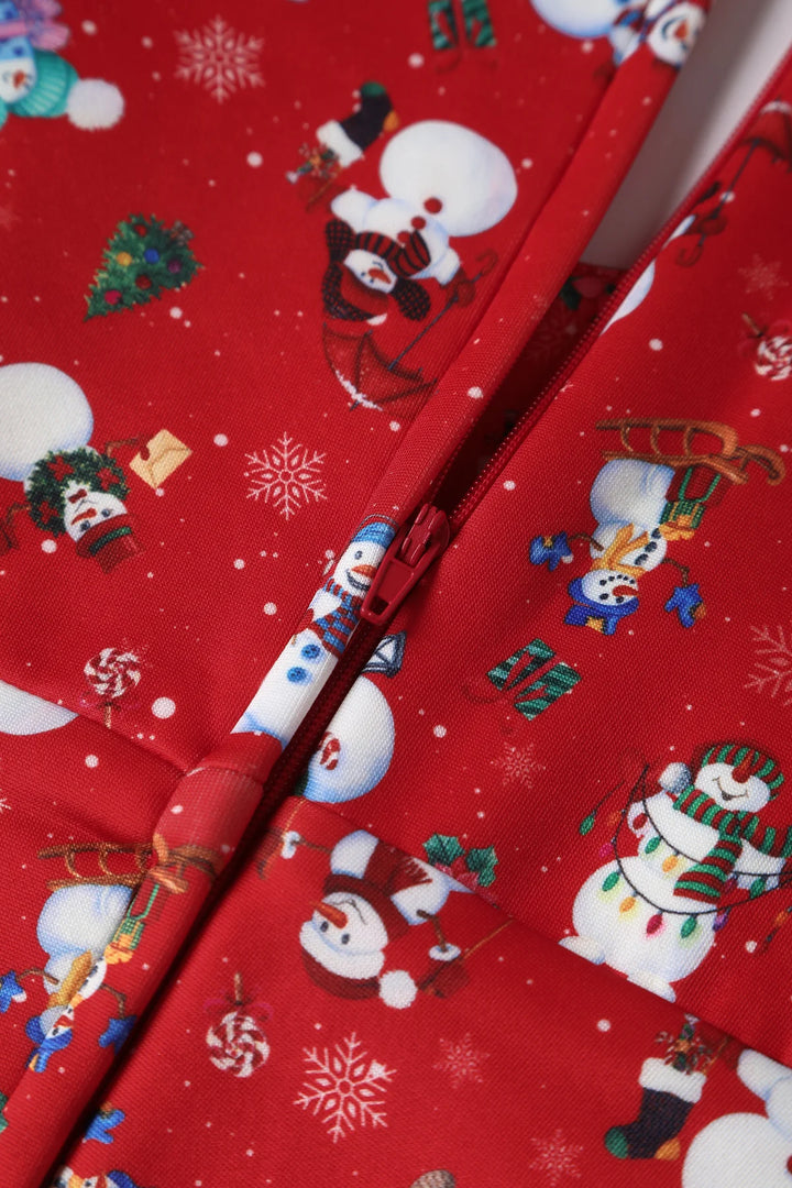 PREORDER - Scarlette Red Snowman Swing Dress - Estimated dispatch 5th of November