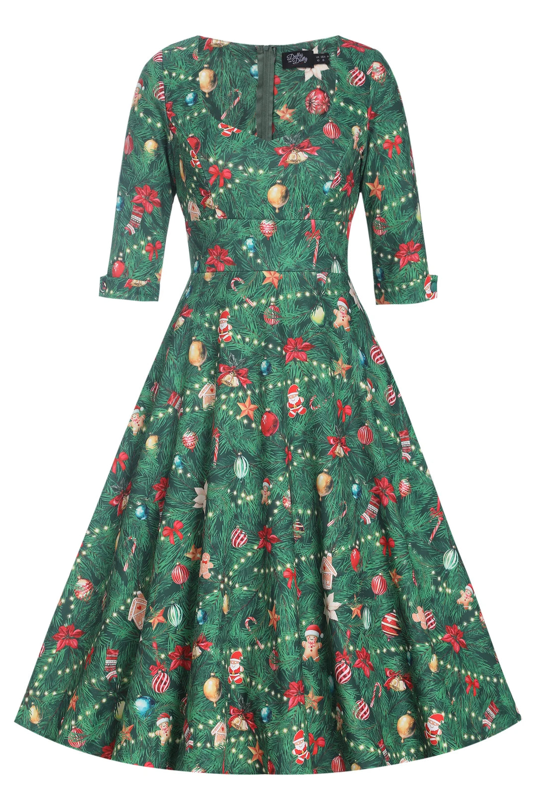 PREORDER - Scarlette Christmas Tree Swing Dress - Estimated dispatch 28th of October
