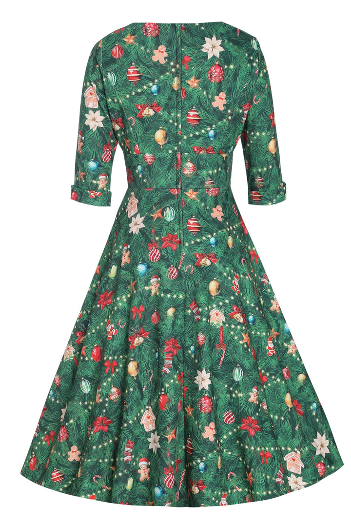 PREORDER - Scarlette Christmas Tree Swing Dress - Estimated dispatch 28th of October