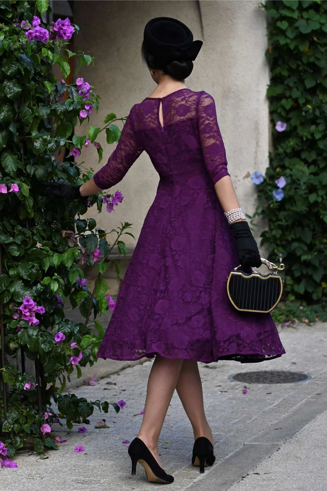 PREORDER - Madeline Long Sleeve Lace Dress in Purple - Expected dispatch 13th of August