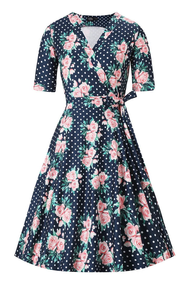 PREORDER - Matilda Rose & Polka Wrap Dress - Expected dispatch date 3rd June
