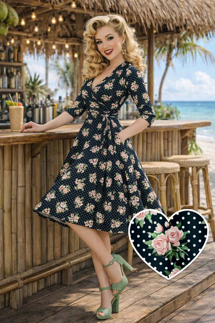 PREORDER - Matilda Rose & Polka Wrap Dress - Expected dispatch date 3rd June