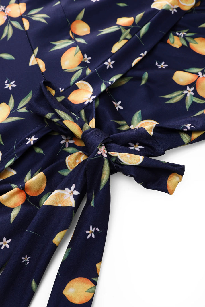 PREORDER - Matilda Navy Blue Lemon Wrap Dress - Expected dispatch date 1st of July