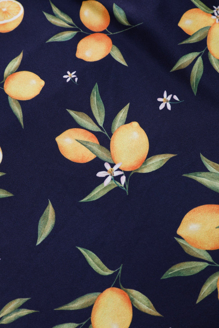 PREORDER - Matilda Navy Blue Lemon Wrap Dress - Expected dispatch date 1st of July