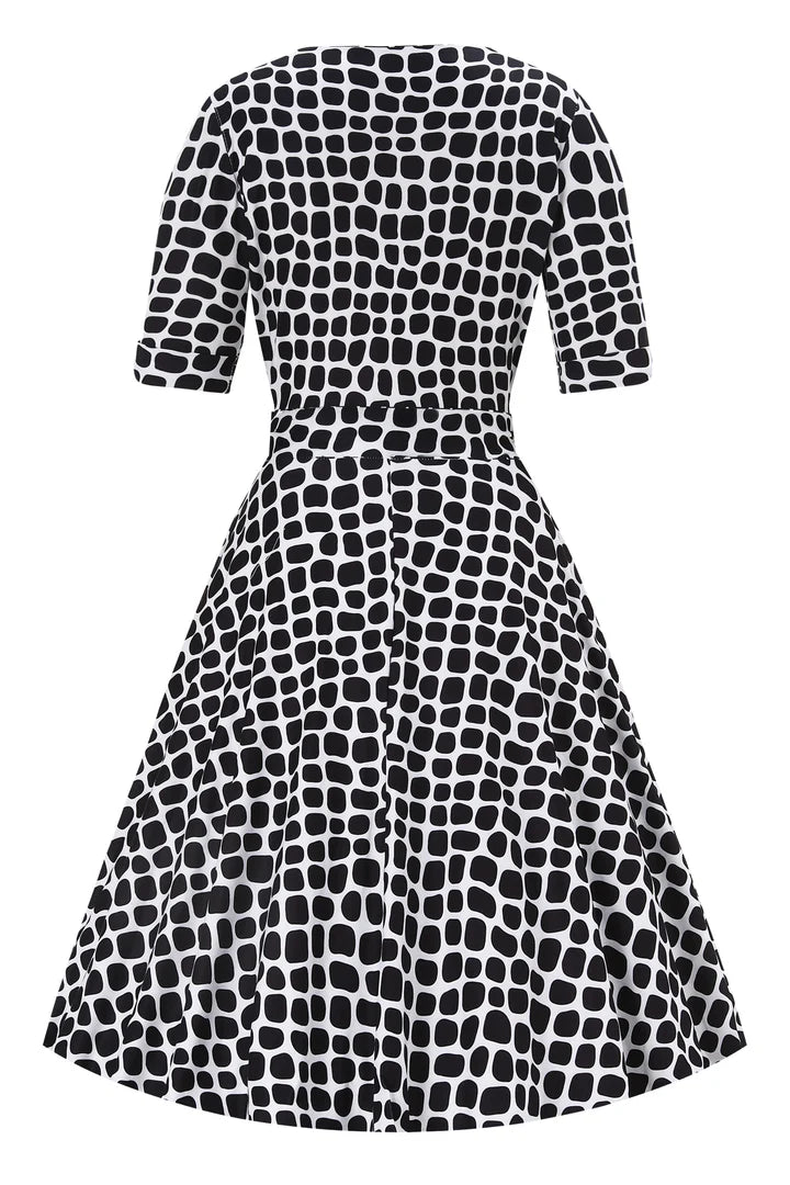 PREORDER - Matilda White & Black Pebble Wrap Dress - Expected dispatch date 3rd June
