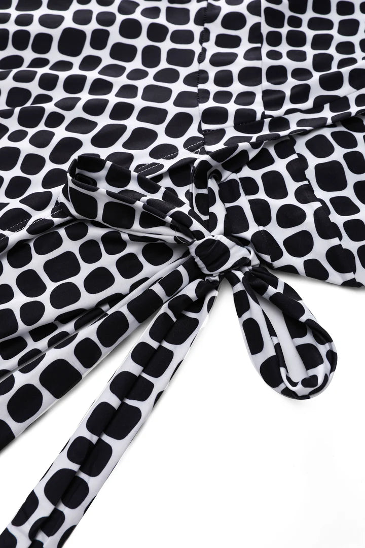 PREORDER - Matilda White & Black Pebble Wrap Dress - Expected dispatch date 3rd June