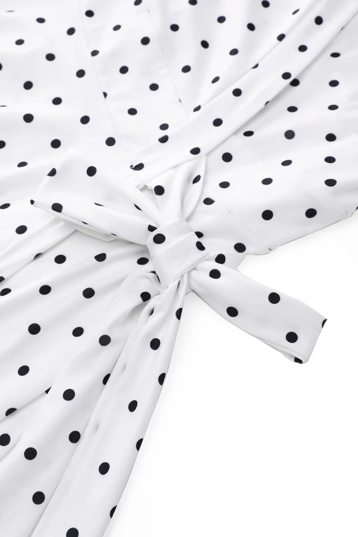 PREORDER - Matilda White Polka Wrap Dress - Expected dispatch date 3rd June