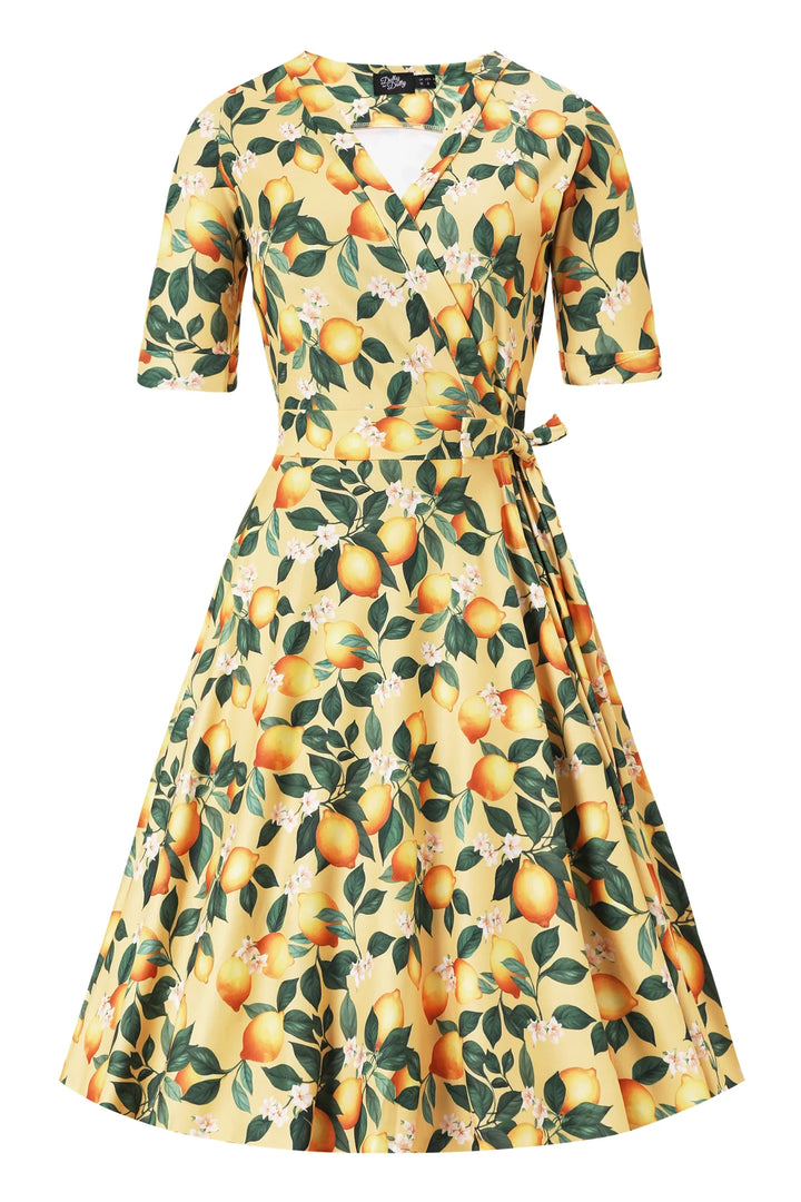 PREORDER - Matilda Yellow Lemon Wrap Dress - Expected dispatch date 1st of July