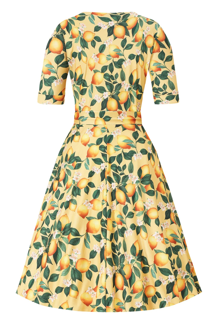 PREORDER - Matilda Yellow Lemon Wrap Dress - Expected dispatch date 1st of July